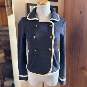 HERITAGE 1981 Navy and Cream Knit Double Breasted Jacket Peacoat – S